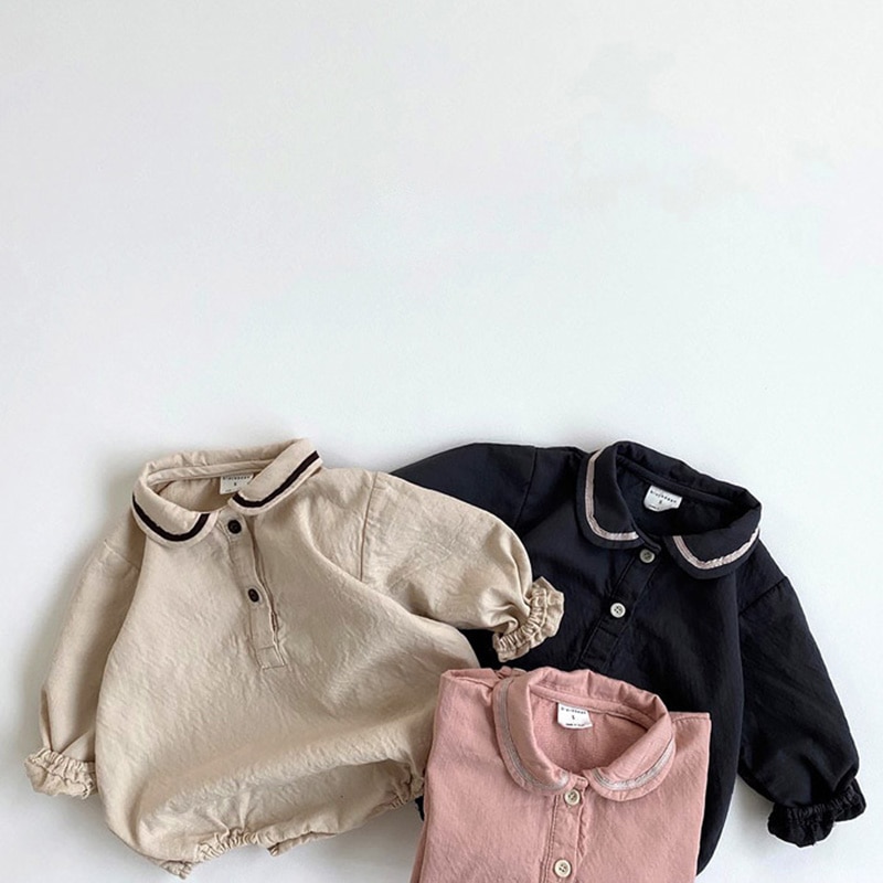 Milancel Herfst Baby Bodyuit Turn Down Kraag Baby Jongens Kleding Koreaanse Peuter Meisjes Jumpsuits Baby Een Stuk