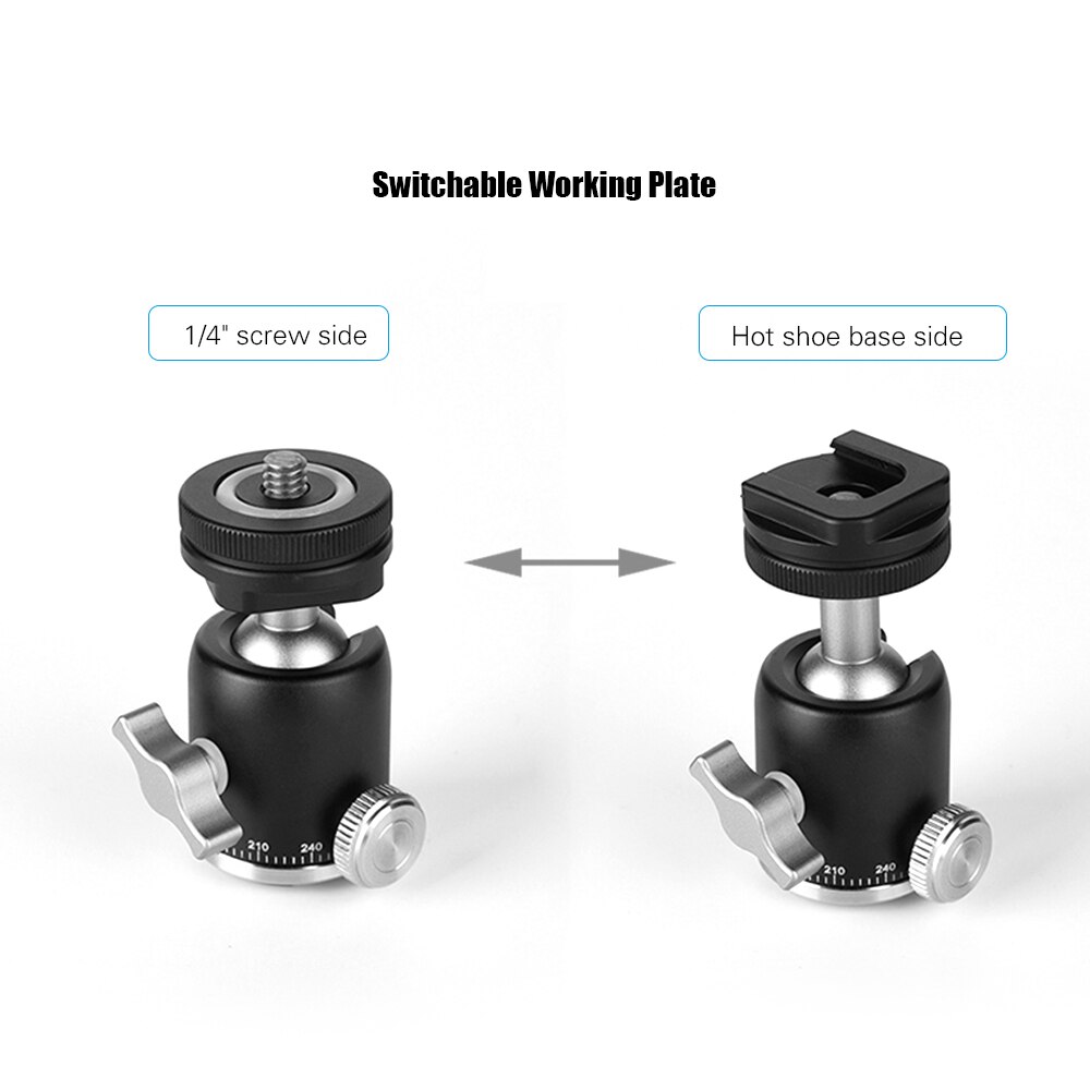 Multi-funktion Mini Kugelkopf Kugelkopf 360 Panorama Kopf + Blitzschuh Basis Montieren 1/4 &quot;Schraube für Kamera DSLR Licht Video Mikrofon