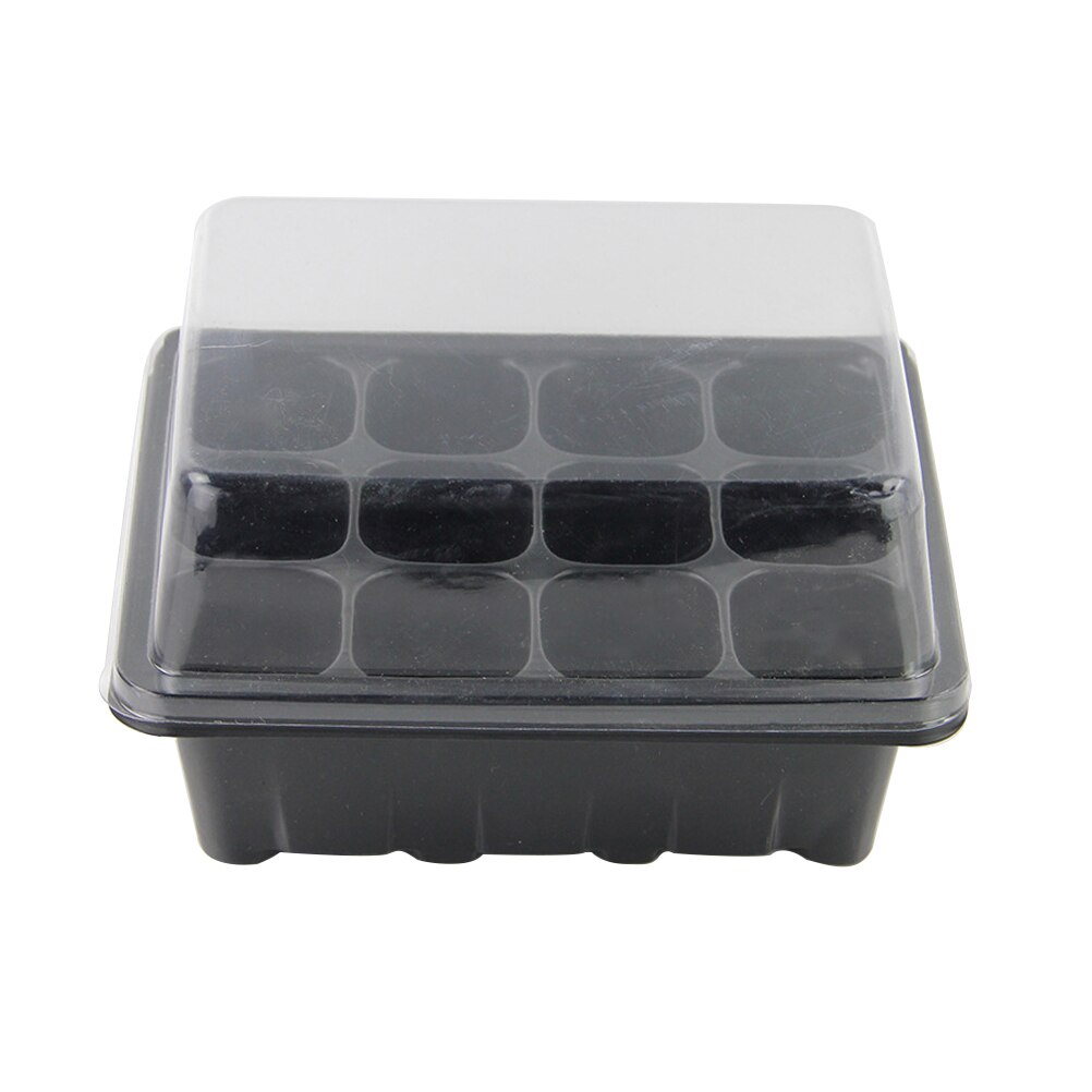 Bandeja para semilleros de 18x14x6cm, plato de brotes, bandeja para macetas de vivero de 12 celdas con caja con tapa transparente para bonsái de jardín, 10 Uds.