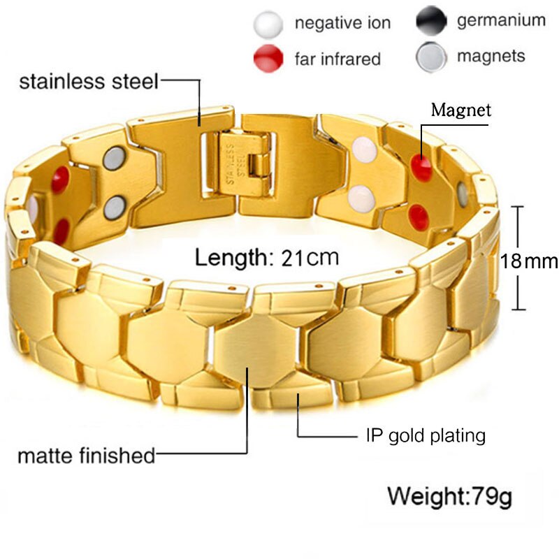99.99% Pure Germanium Gezondheid Armband Voor Mannen Vrouwen Korea Populaire Rvs Magnetische Toermalijn Energie Power Sieraden: 17