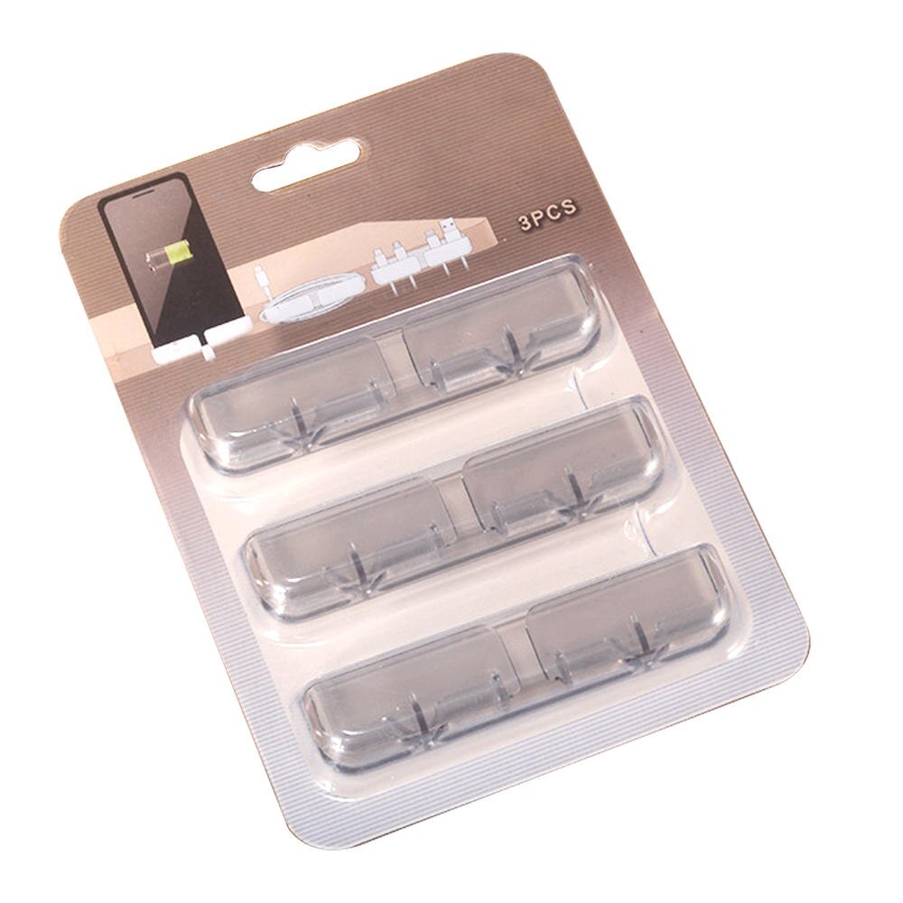 Clip de Cable de silicona para cargador de teléfono móvil, almacenamiento USB, arreglo de línea de datos de ordenador, Clip de Cable fijo de escritorio, organizador Protector: Transparent Black