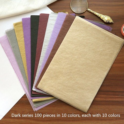 100 Sheets/Bag Retro Kleurrijke Tissue Papier Wrapping Craft Papier Diy Kid Vouwen Handgemaakte Papier Party Decor Diy verpakking: Dark color series