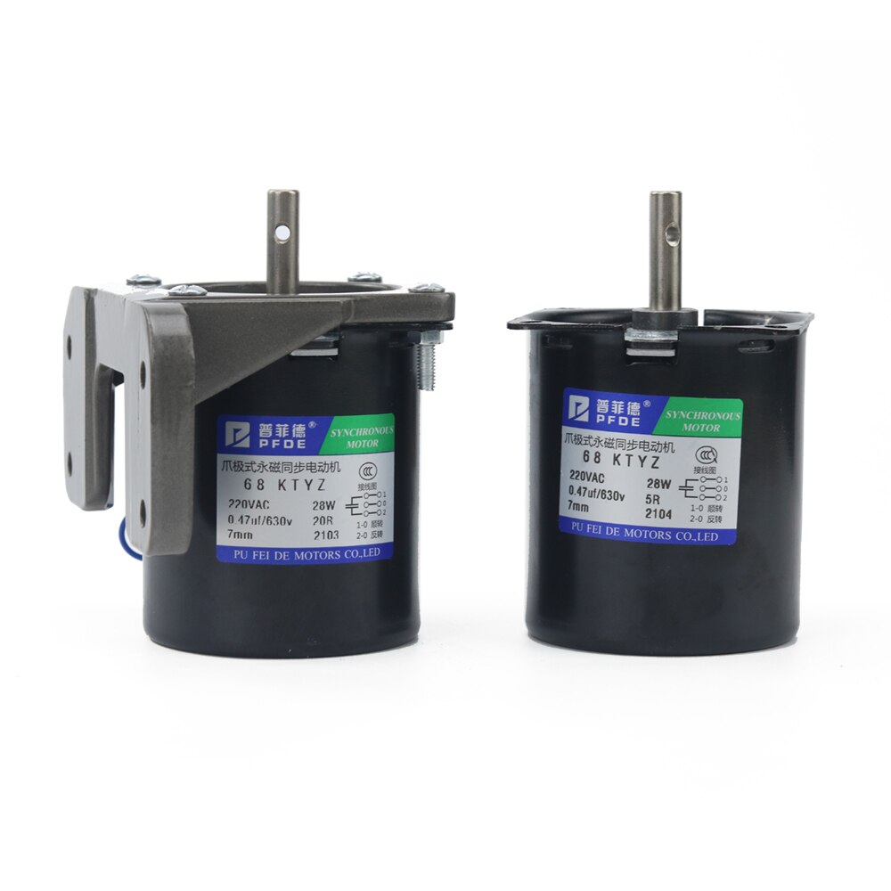 100KG 28W 68KTYZ 220 AC Permanent Magnet Synchron Motor Mit Halterung CW/CCW Metall Ausgerichtet Langsam Geschwindigkeit 2,5 zu 110RPM