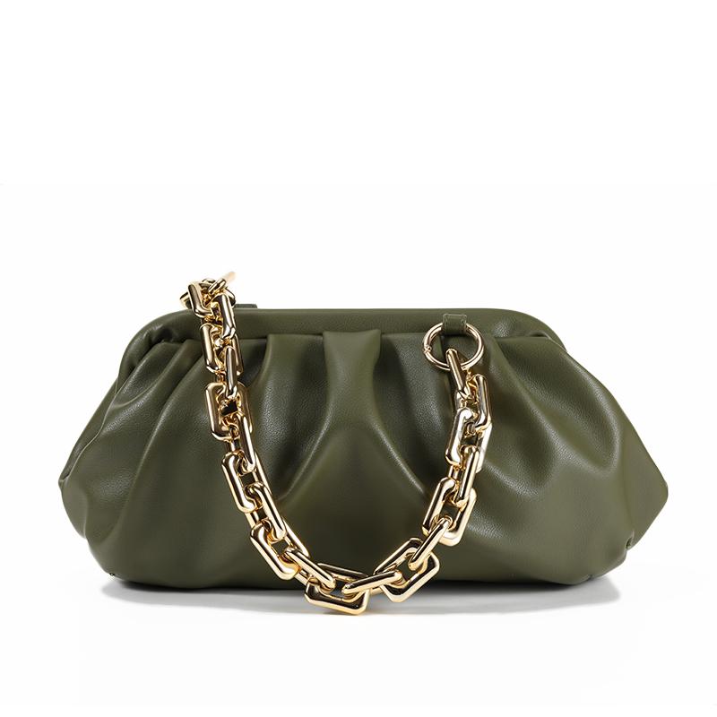 Bolso para mujer, bolsa nube de cuero suave, bolso de hombro individual, Slant Dumpling, bolso de mano, bolsos de día, bandolera: green