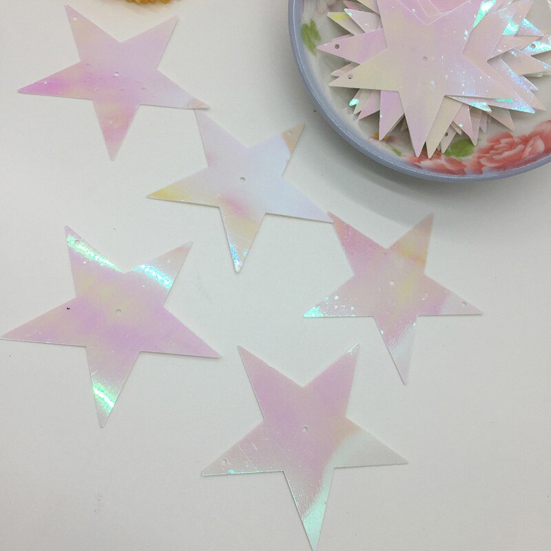 Lnhome 50 G/partij 54Mm Witte Ster Pailletten Vlok Spangle Pvc Paillette Losse Platte Kerst Kledingstuk Accessoires Halloween Pailletten: Default Title