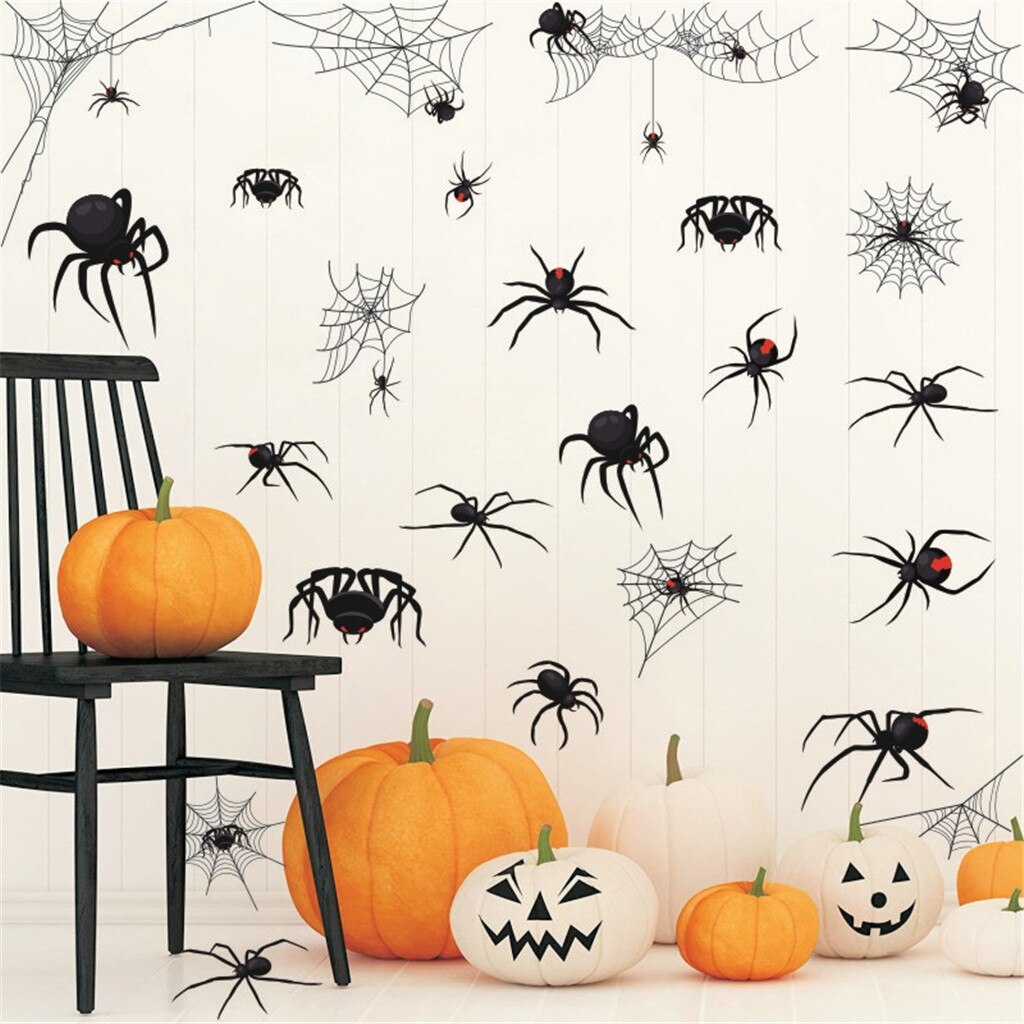 Spider Webs Halloween wall Stickers bedroom Decal Black party refrigerator window decal wall stickers party deocr#0805PJR