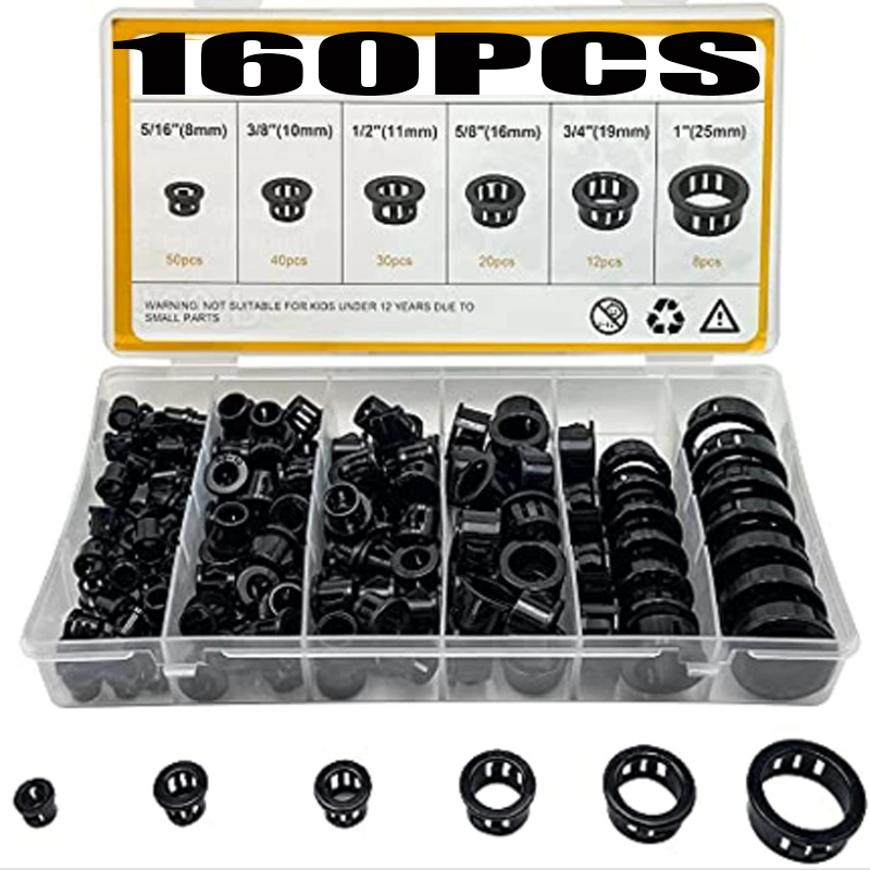 160 stücke Schnapp tülle Dichtung Nylon Schnapp buchse Schnur Schnalle Typ Schutzs pule Ring Tülle Kabel See hülse Gummis topfen