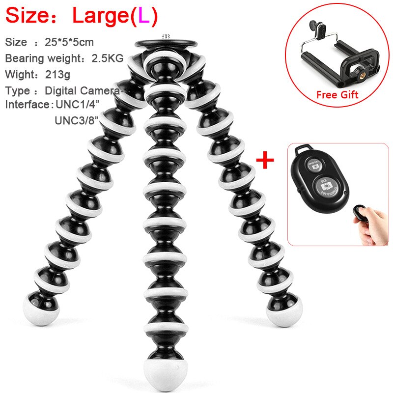 Trépied télescopique en forme de pieuvre pour téléphone, petit support numérique pour appareil photo SLR, pour iPhone et android: Large ad Controller