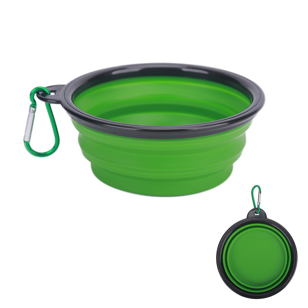 Cuenco plegable de silicona para perro, accesorio portátil de viaje, utensilios para comedero, cuencos pequeños de mudio, 1 unidad: Verde