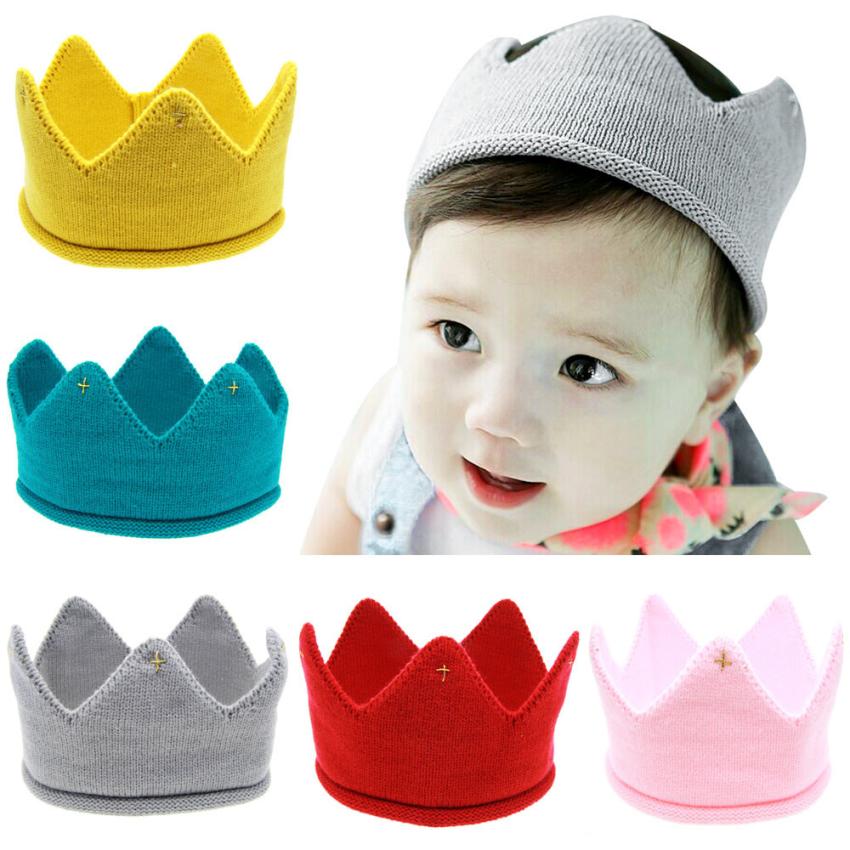 Cute Baby Boys Girls Crown Knit Headband Hat unscreen Baby Girl Hat Spring Baby Accessories dropshopper