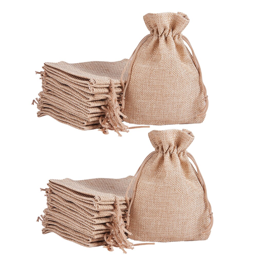 20Pcs Drawstring Bags, Reusable Natural Linen Bags Bulk Bag Jewelry Pouch for Party Wedding Home Storage
