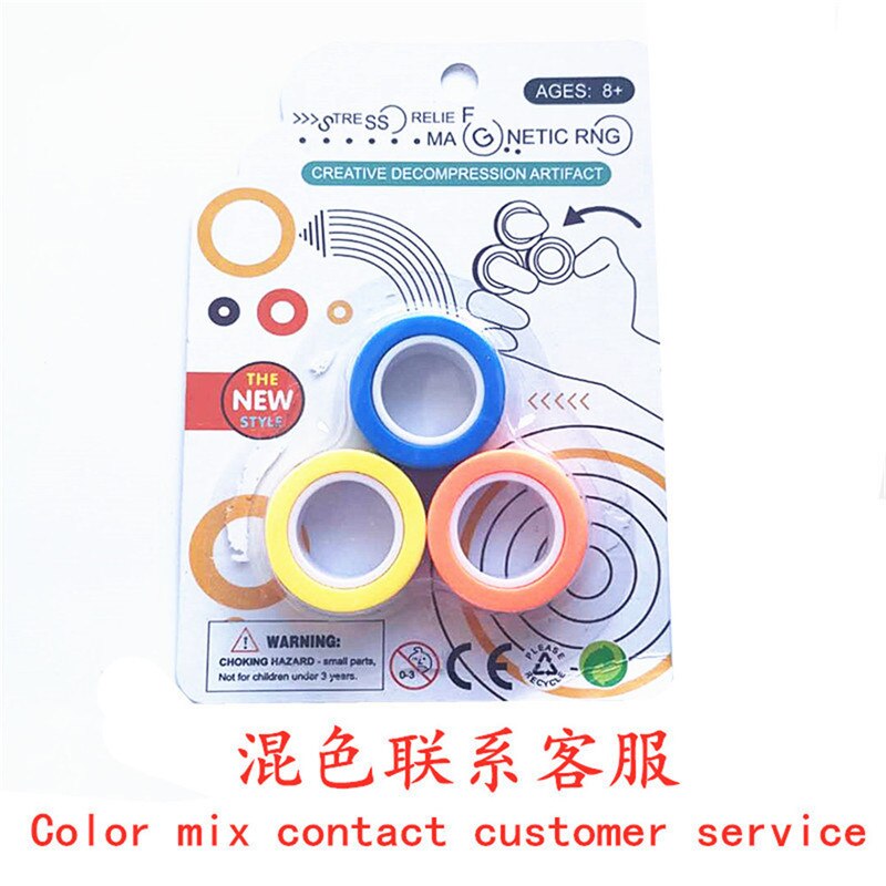 Anillos magnéticos para los dedos, antiestrés, engranajes de aleta, anillos magnéticos para el autismo, ADHD, alivio de la ansiedad, enfoque, juguetes antiestrés para niños: Mix Color