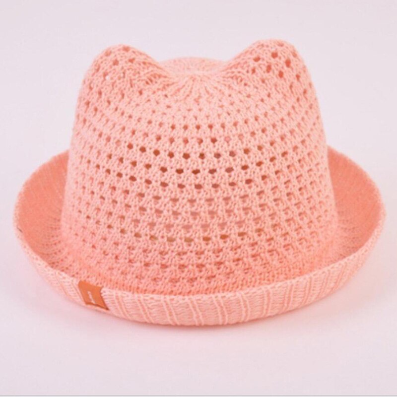 Baby Sun Hat Breathable with Ears Beach Kids Snapback Hats CNew Straw Baby Cap for Boy Girl Solid Summer hildren Baseball Caps: Pink