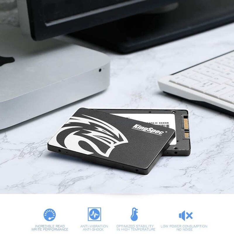 Kingspec 360Gb Ssd 2.5 Inch Harde Schijf SATA3 Interne Solid State Drive Zwart 10X6.9X0.9Cm