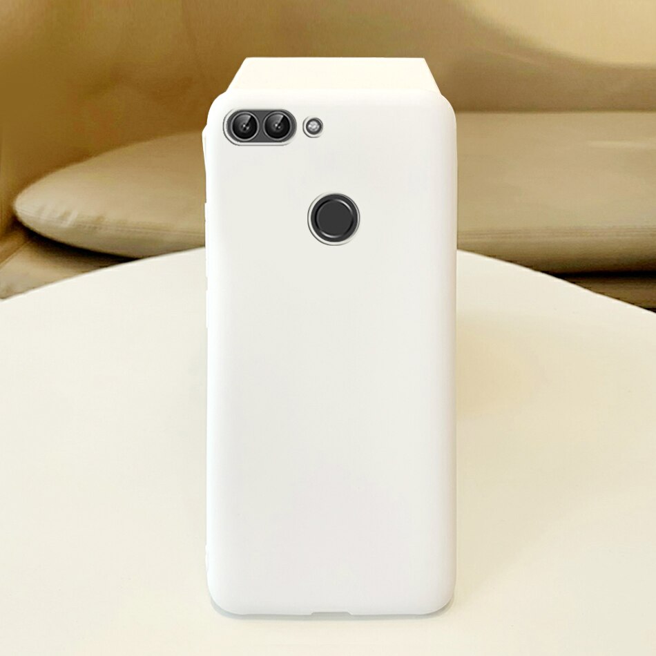 Pour Huawei P étui intelligent Coque Huawei PSmart étui souple mat Silicone pour Funda Huawei P FIG-LX1 intelligent coques de téléphone: White