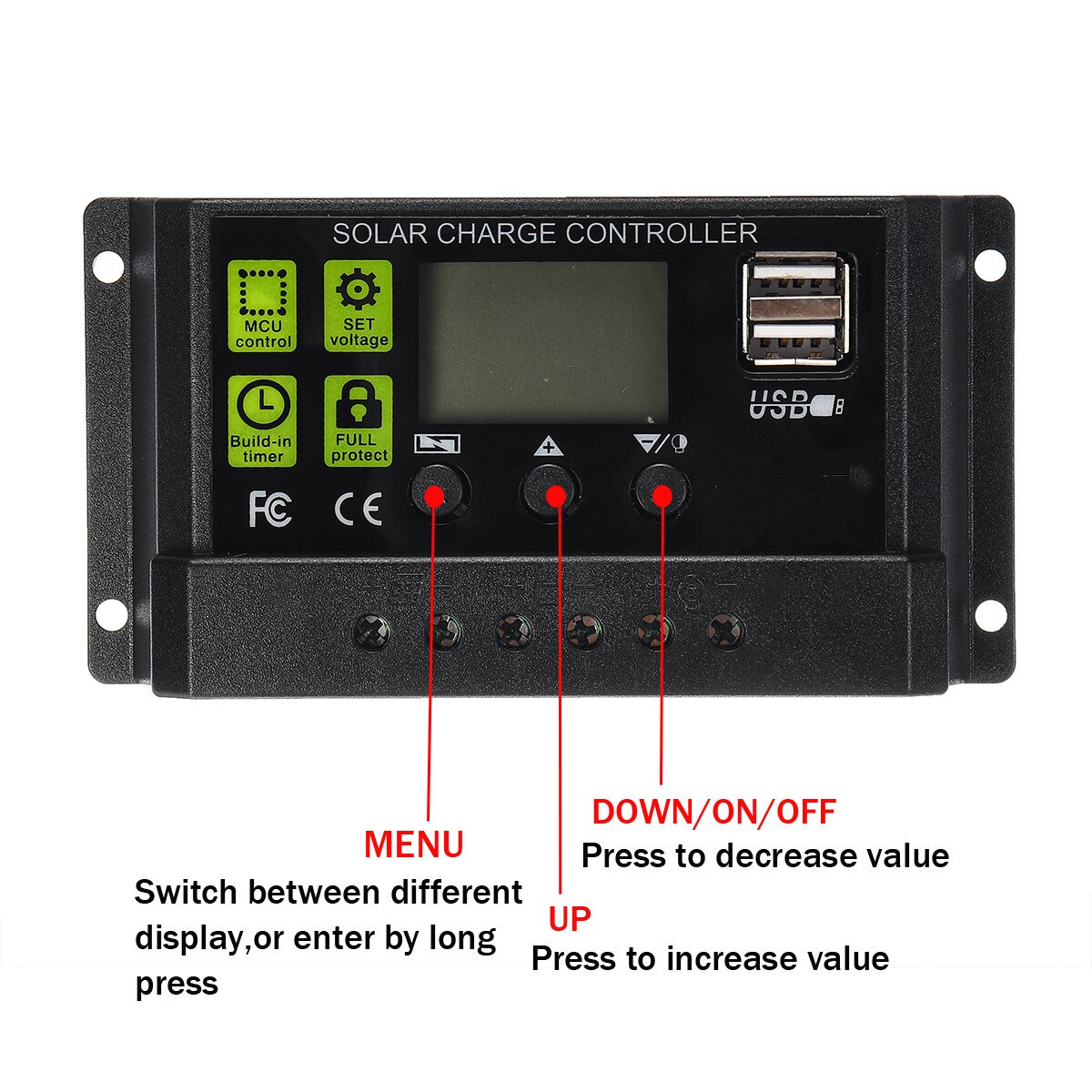 Sales 10A/20A/30A 12V 24V Auto Solar Charge Controller PWM With LCD Solar Cell Panel Regulator PV Home Solar Controller