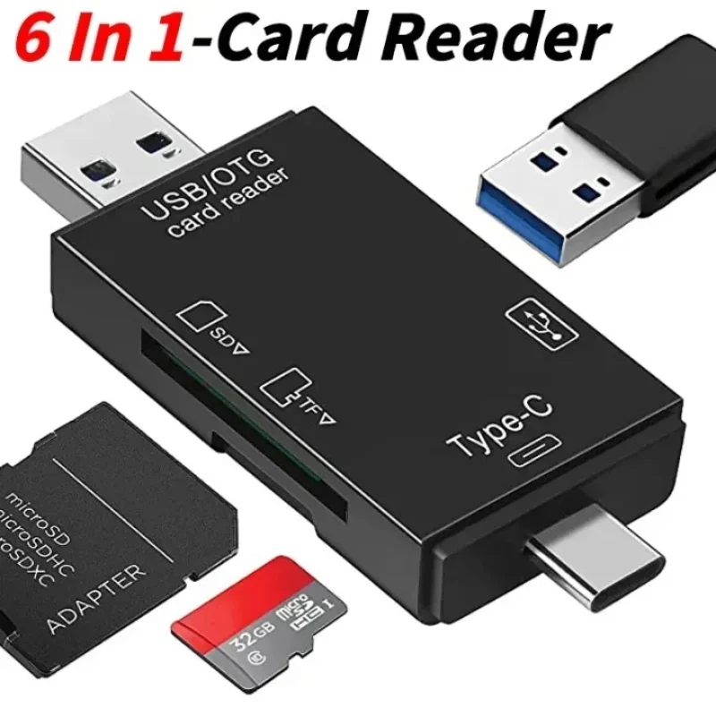 USB 3.0 Kartenleser 6-in-1 OTG Multifunktions Typ C Micro TF SD USB Kartenleser Adapter Computer Laptop Tablet Telefon Zubehör