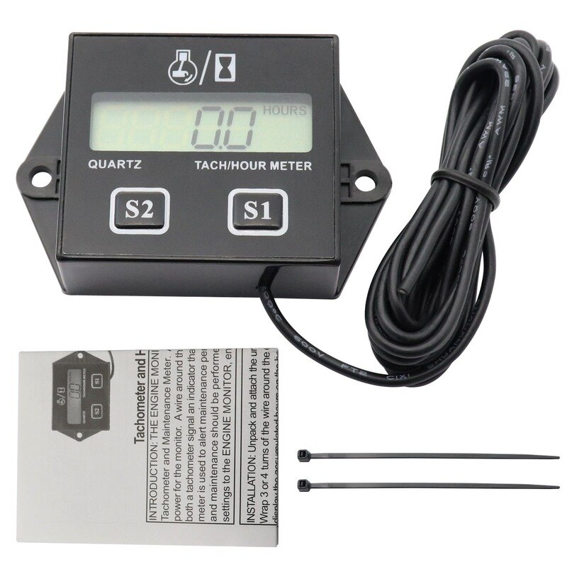 Waterproof engine moter speed tester inductive tach hour meter digital Tachometer LCD Display for Gasoline motorcycle instrument