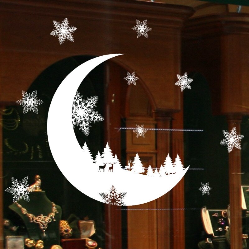 Weihnachten Mond Wald elektro Aufkleber schneeflocke für Glas Fenster Zauberstab aufkleber Weihnachten Dekorative Dekor Hause Abziehbilder: Ursprünglich Titel