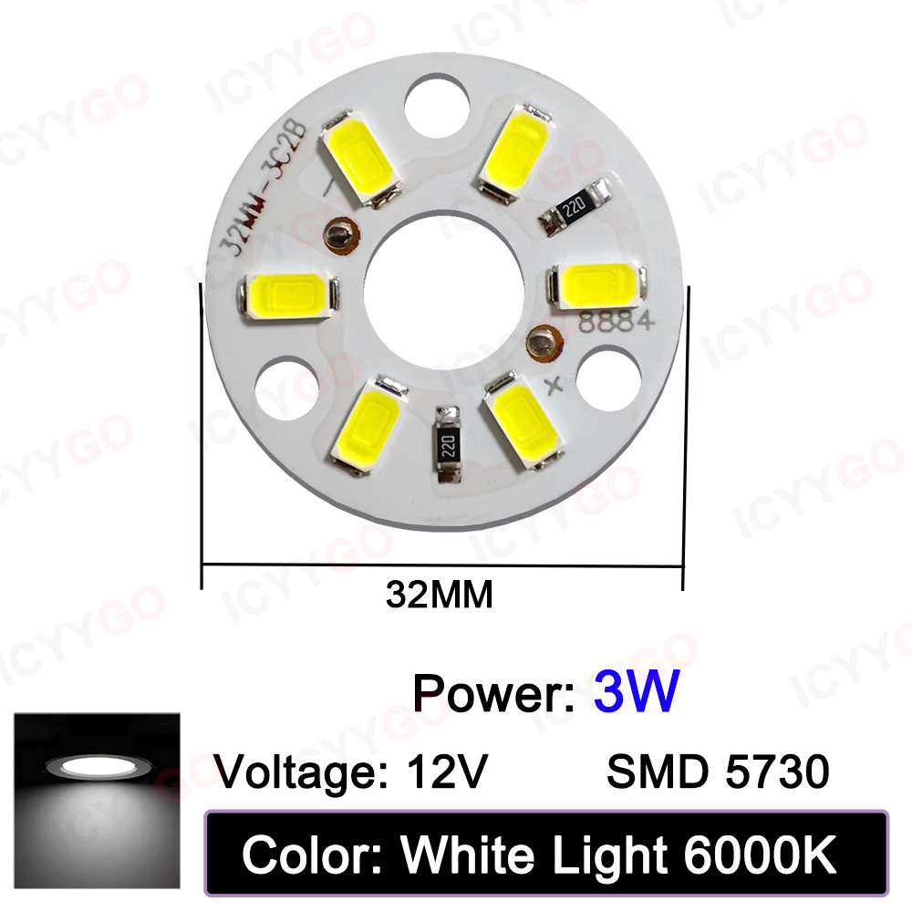 10 Uds DC12V DC24V lámpara cuentas bombilla LED 1W 3W 5W 7W brillo tablero de luz adecuado para bombillas Led Downlight soldadura cable de alimentación: 3,0-3,6 V / Color blanco cálido