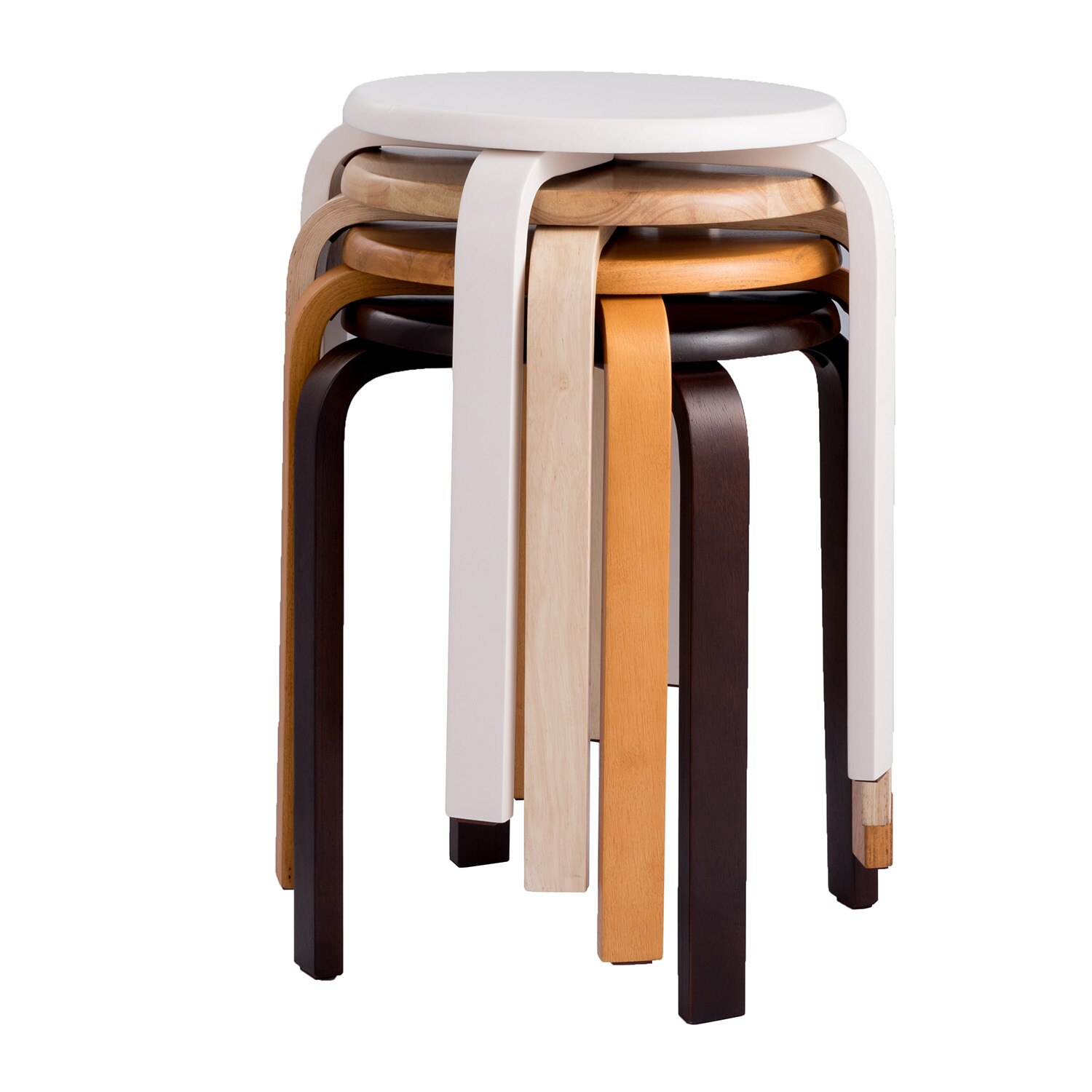 Modern K/D Rubber Wooden Stools Practical Round Stacking Stools for Home/Restaurants/Hotel 1pcs Household Small Wooden Stool