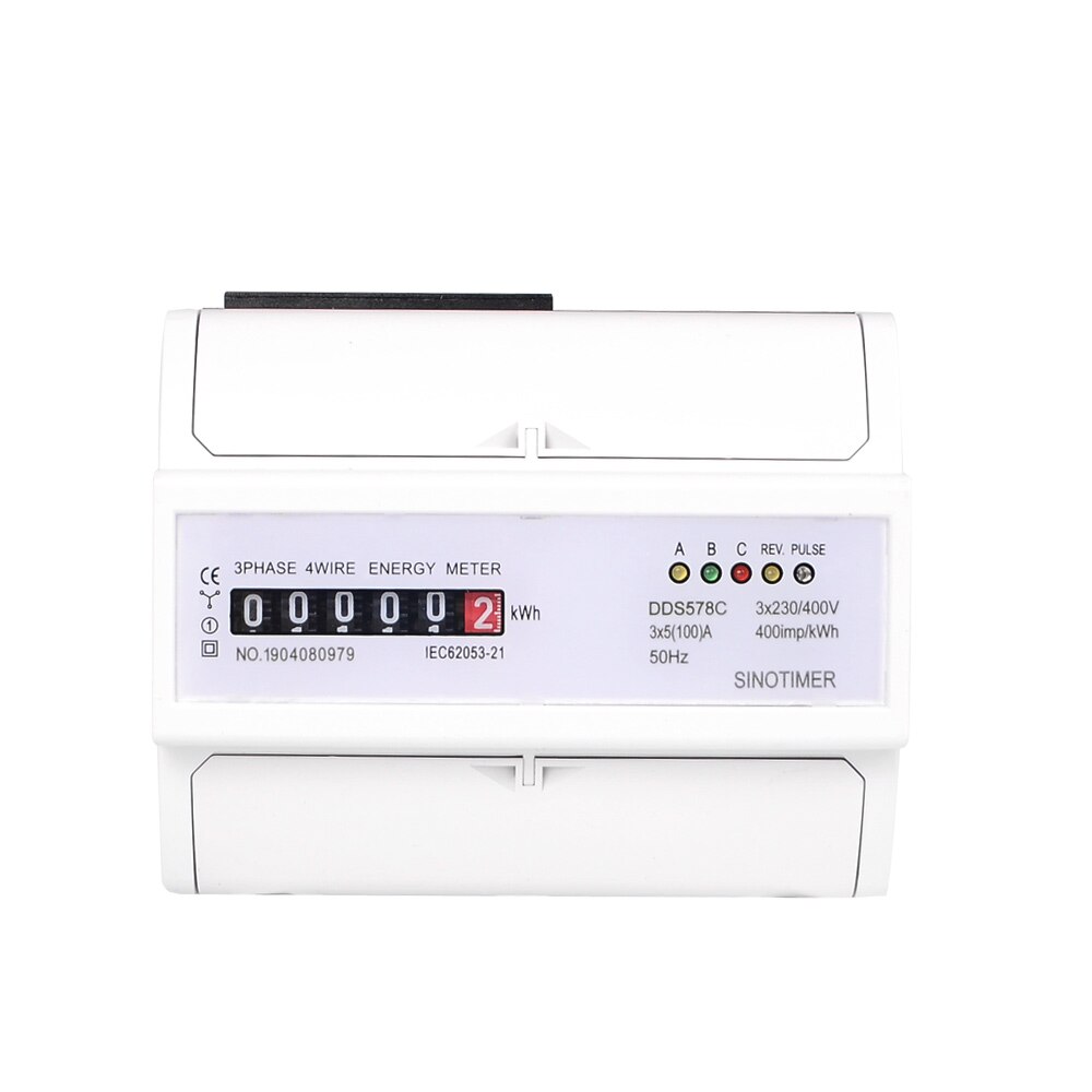 Heavy Load 100A Three Phase 380V AC Wattmeter Digital and Mechanical Analog Electricity Energy Meter 35mm DIN Rail Mounted: Analog meter