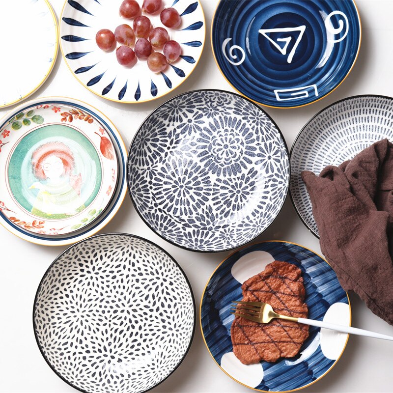 Dinner Plates Full Set Ceramic Dinnerware Nordic Art Dinner Plates Christmas Conjunto De Pratos Tableware AB50PZ