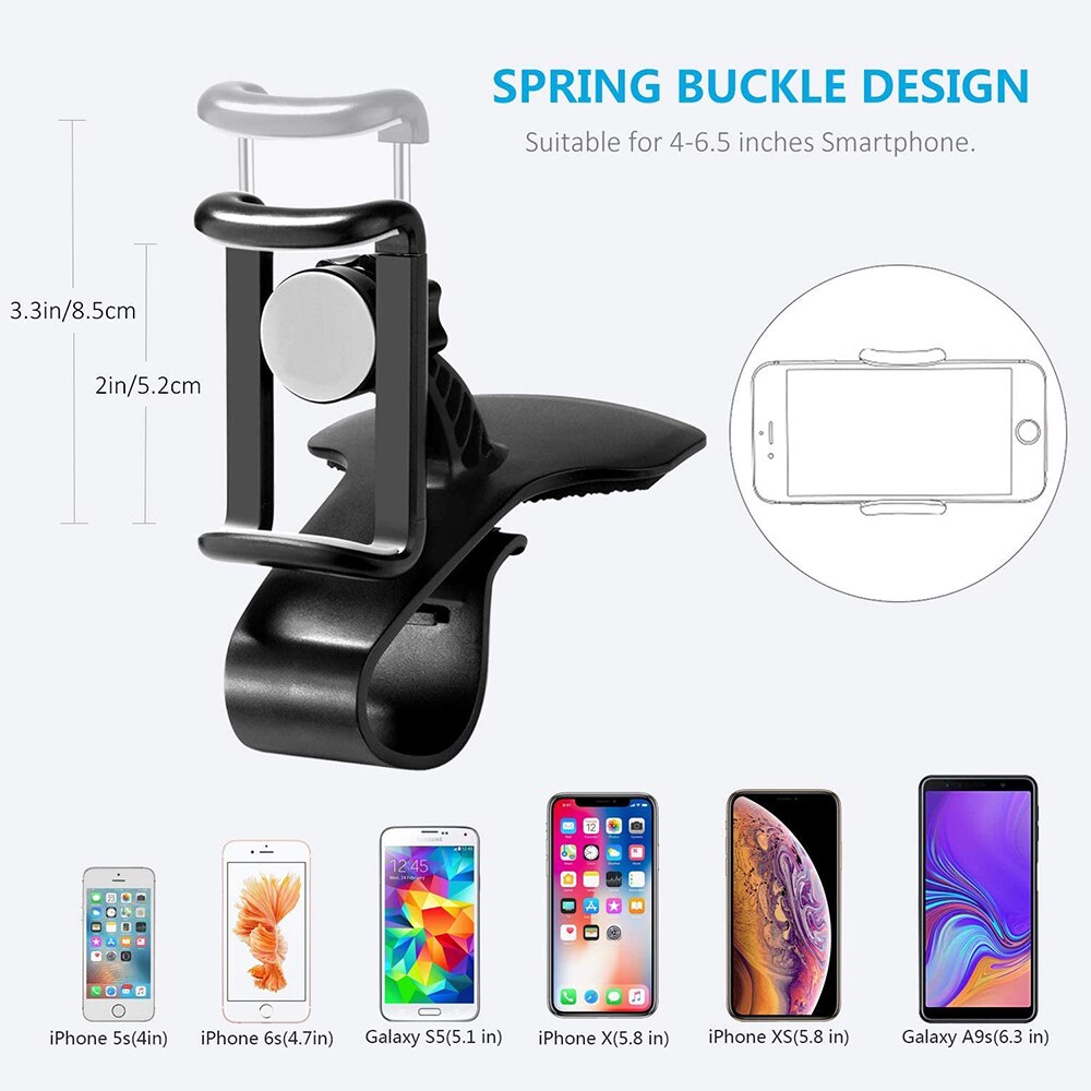 BONOLA 2 in 1 Ventilation hole car phone holder 360 degree rotating dashboard clip mounting holder for 4 to 6.5 inch smartphone
