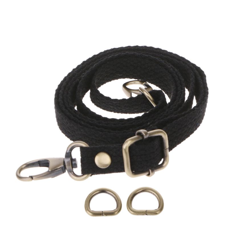 448B Verstelbare Canvas Reizen Schouderriem Tas Handvat Crossbody Handtas Vervanging: Black