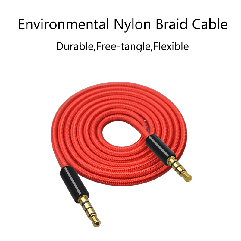 JianHan Audio AUX Cable 3.5mm Jack Speaker Cable 4 Poles Nylon Braided Headphones AUX Extension Cable for Microphone Car MP3 MP4