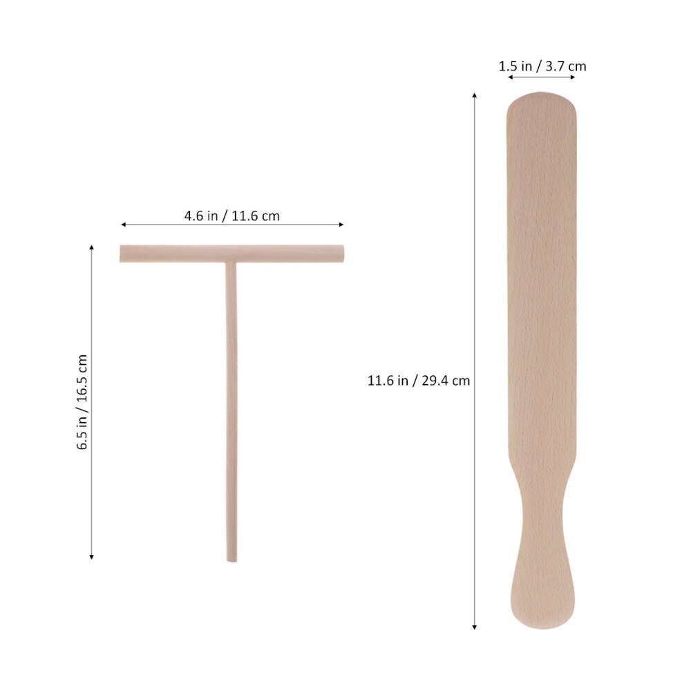 4 ustensiles de cuisson pour crêpes, étaleur à crêpes en bois et spatule, râteau à tortilla, outils d'étalement de pâte  + 3pc (1pc spatules en bois de hêtre