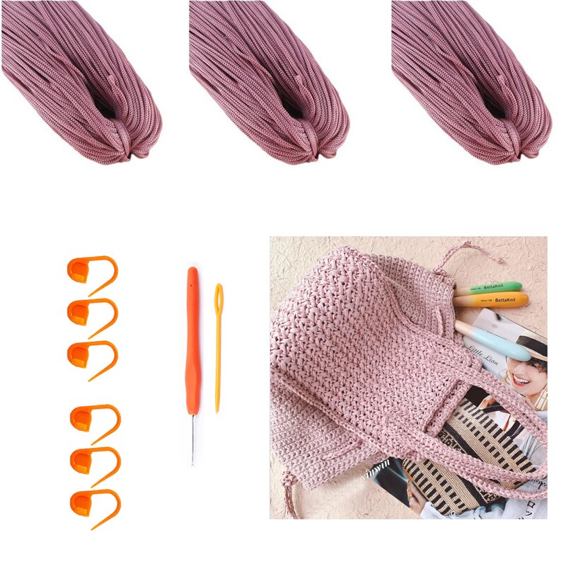 TPRPYN – sac trapèze avec crochet en fil, kit de bricolage, grand ensemble de sacs à main en tricot fait à la main, sac à bandoulière pour débutant: 32roufeng200g3PC