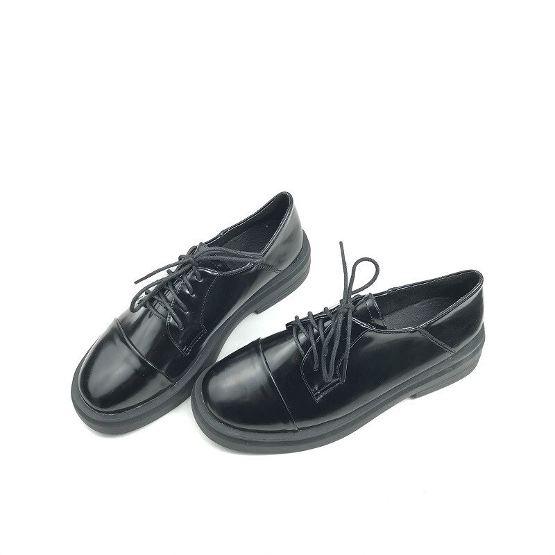 Zapatos de plataforma informales para mujer, zapatillas Oxford de estilo británico, de tacón bajo, nuevas de cuero