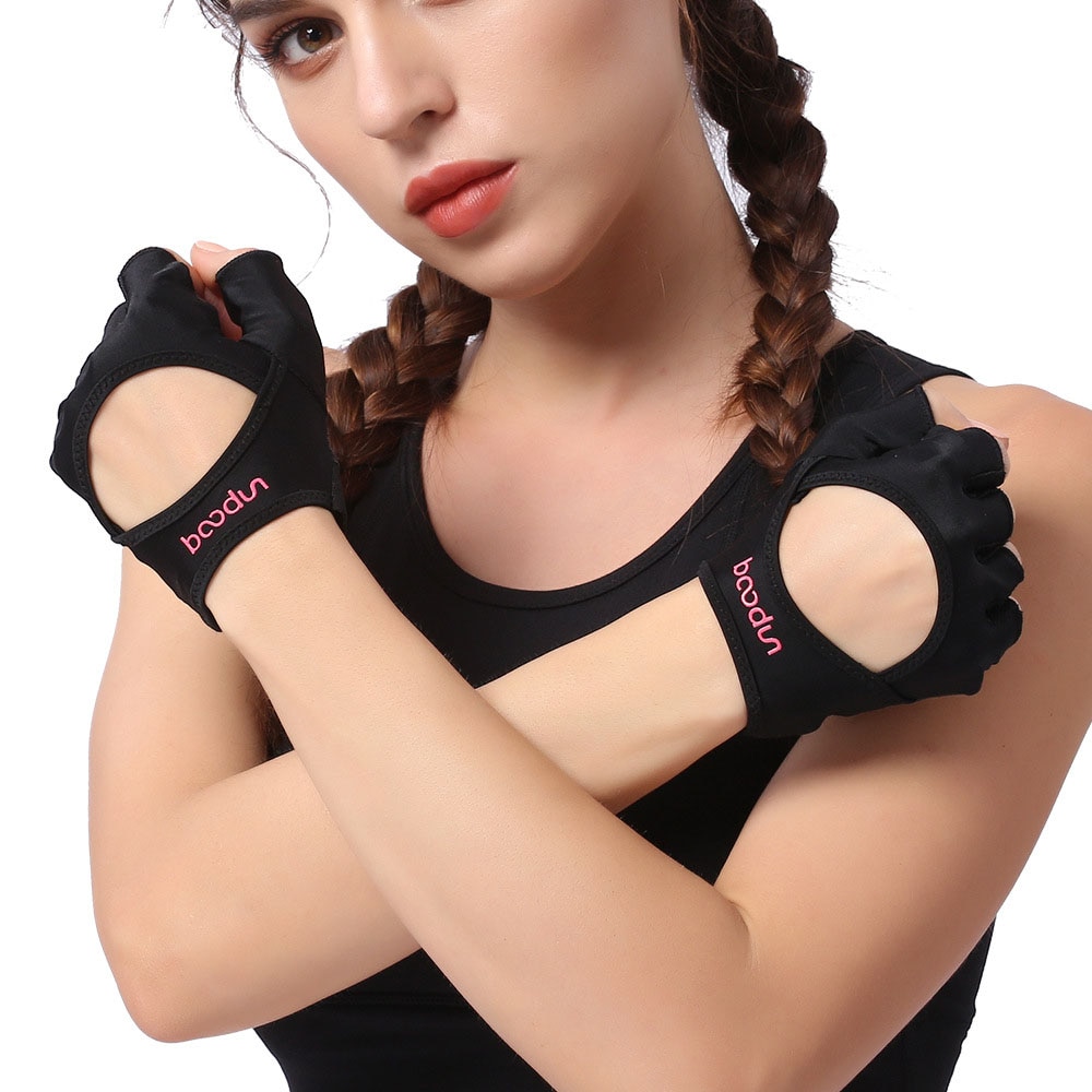 Guantes deportivos para mujer, equipos de medio dedo, Entrenamiento Aéreo de yoga, guantes antideslizantes con sentido de deporte para baile