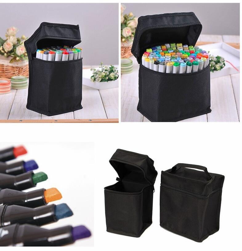 Storage Bag Black Folding Art Markers Large Capacity Multifunctional Zipper Canvas Pencil Case Pen storage bag For Markers Pens