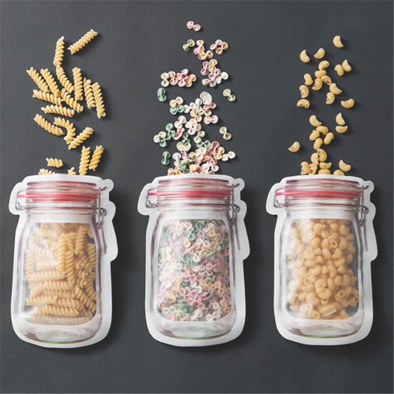 Reusable Waterproof Seal Fresh Food Storage Bag Mason Jar Bottles Bags Nuts Candy Cookies Bag Snacks Sandwich Zip Lock Bags