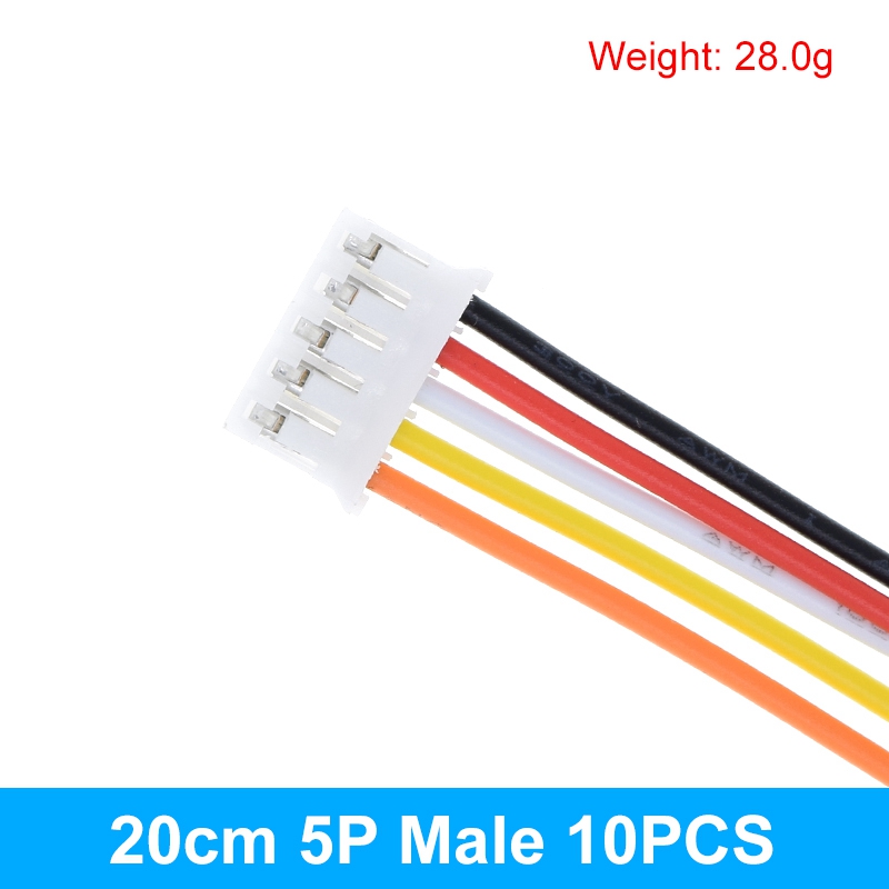 10PCS 5Pair Micro JST PH 2.0 2P 3P 4P 5P 6PIN Male Female Plug Connector With Wire Cables 20CM+20CM For Arduino MP3: 10PCS 20CM Male 5P