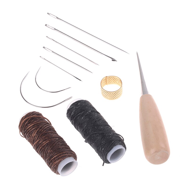 Leather stitch Needles Stitching Needle Kit Thread DIY Thimbles Hand stitch Tool Awl Leathercraft Shoes Repair Tools Waxing