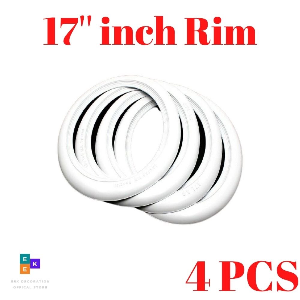 ATLAS PORT-A-WALL-Juego de embellecedor de llanta de pared blanca, conjunto lateral de 4 Topper de pared estándar para coche, goma Rin