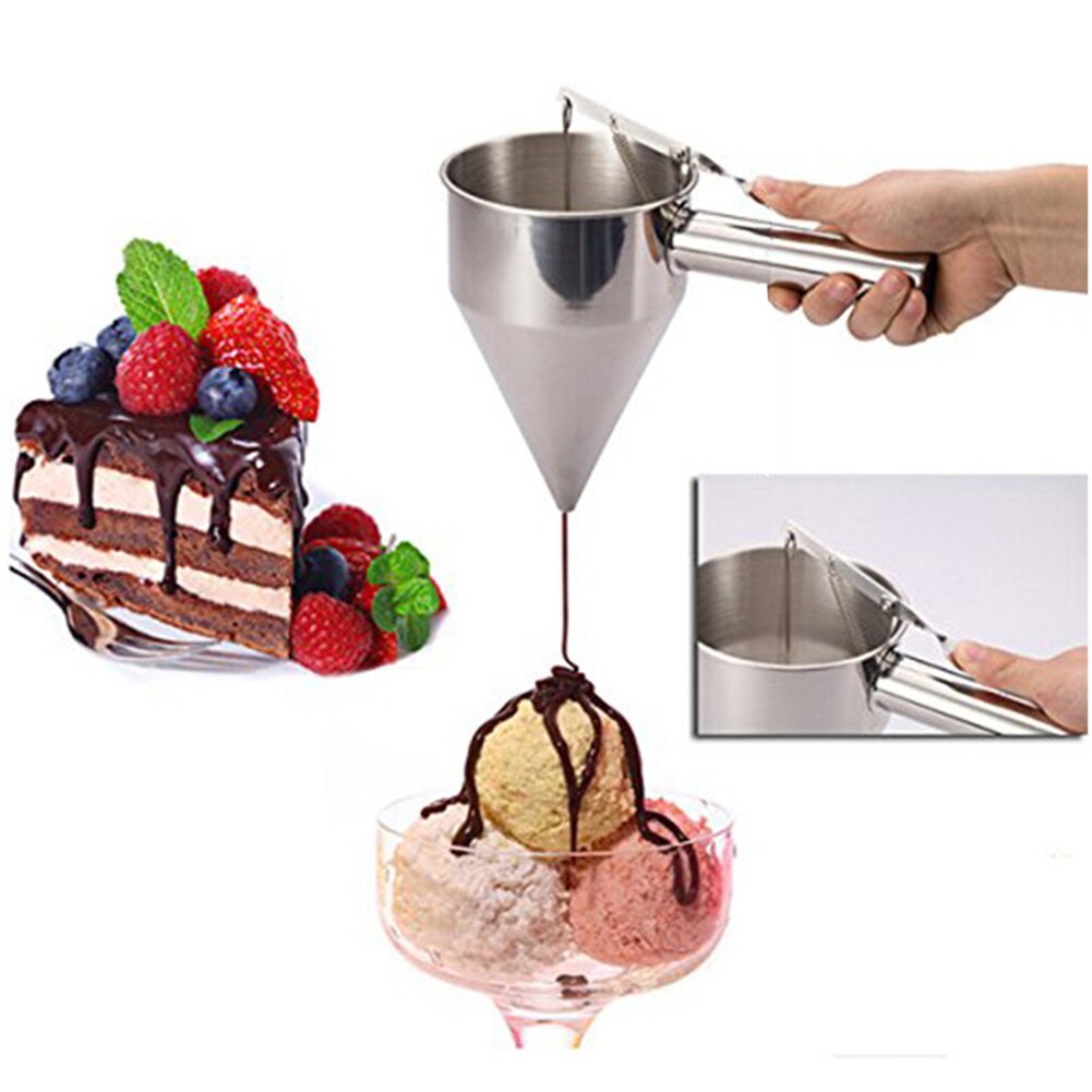 Pancake Batter Dispenser Rvs Handheld Roeren Beslag Separator Bakken Cupcakes Separator Maatbeker 1 Pc