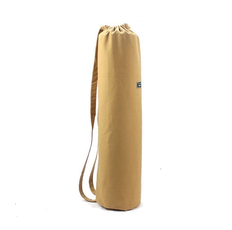 Lærred yogamåttetaske til yogamåtte bæretaske gymnastiksæk rygsæk forlænger yogatasker multifunktionel opbevaringspose til fitnessmåtte: Mørk khaki
