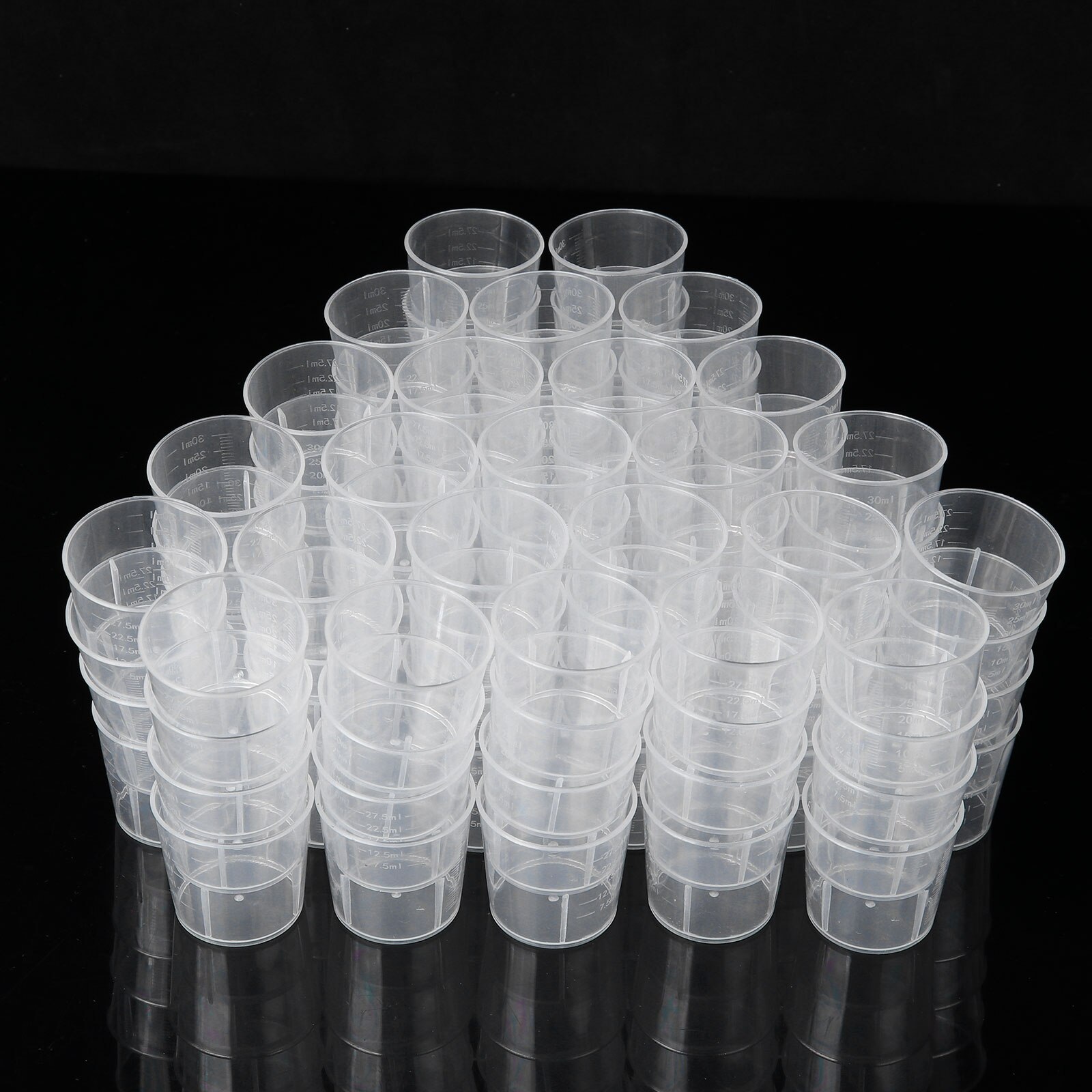100Pcs 30ml Measuring Cups Clear Plastic Liquid Container Small Graduated Measuring Jugs Reusable Lab Kitchen Mixing Measure Pot