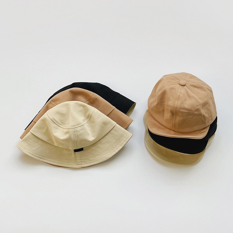 Forår sommer baby hat ensfarvet baby pige dreng solhat justerbar børn baseball kasket blød bomuld børn fisherman bucket cap