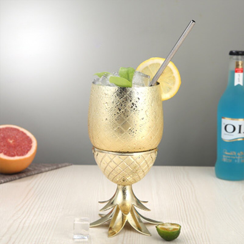 500 Ml Wijn Beker Roestvrij Staal Ananas Cocktail Glas Bar Cafe Party Mok