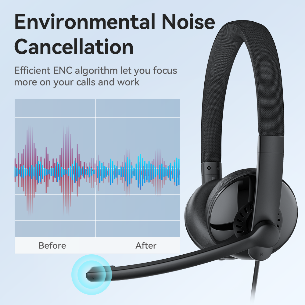 USB Wired Headset Computer Business Call Center Headphones EMEET HS50 Headsets with Microphone for Phone/PC/Laptop/Home Office