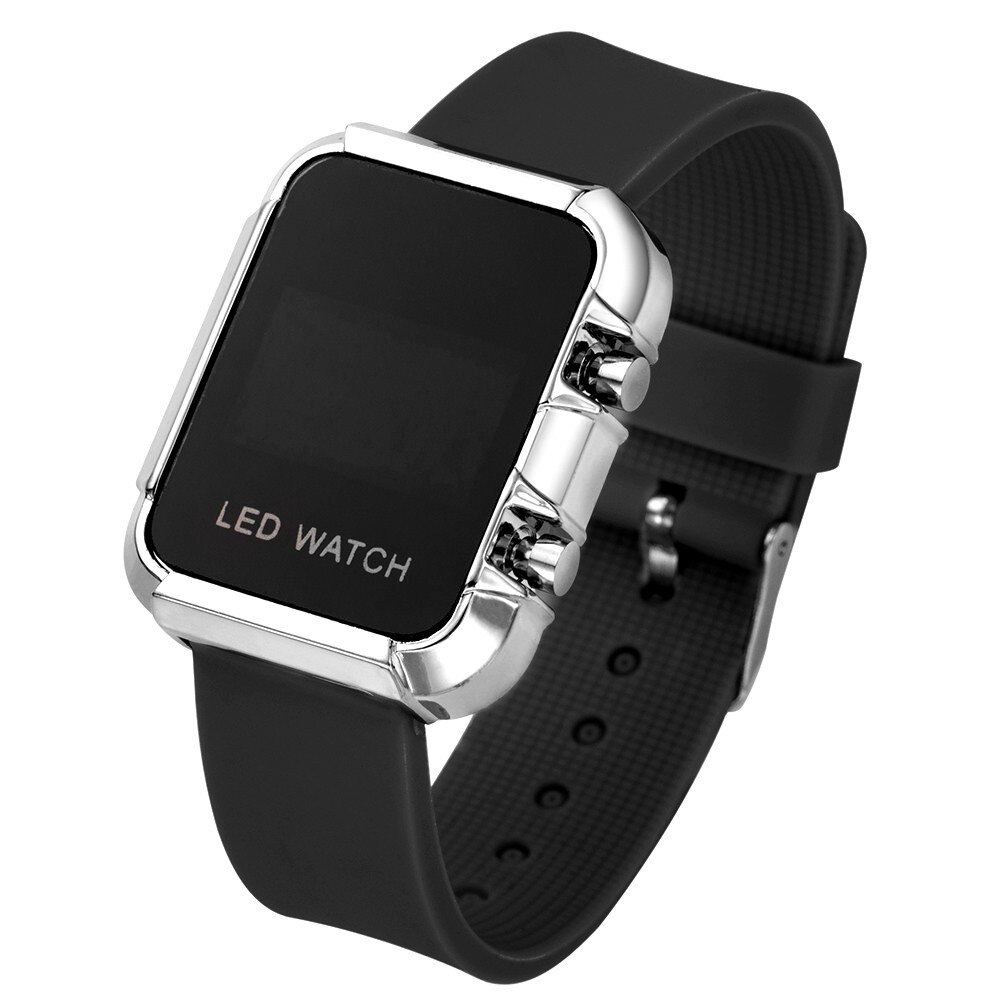 Digitale LED Uhren Jungen Mädchen Kinder Kinder Studenten Sport Neue Mens Frauen Förderung Kunststoff Outdoor Armbanduhren: black silver