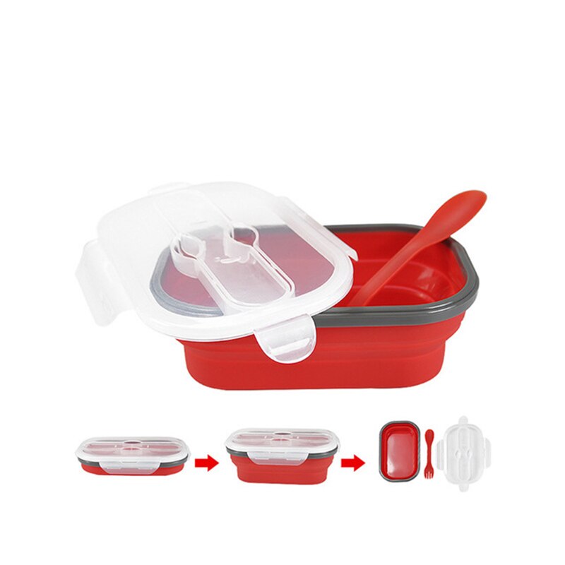 Intrekbare Vouwen Bento Box Draagbare Bento Box Voedsel-grade Voedsel Container En Vork Servies