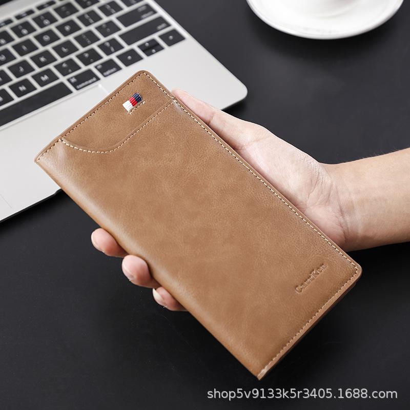 neue Männer Brieftasche Wachs öl haut Männlich Schlank Leder Bifold Business Lange Brieftasche Karte Münze Geldbörse Tasche Cartera hombre Kupplung: Coffee