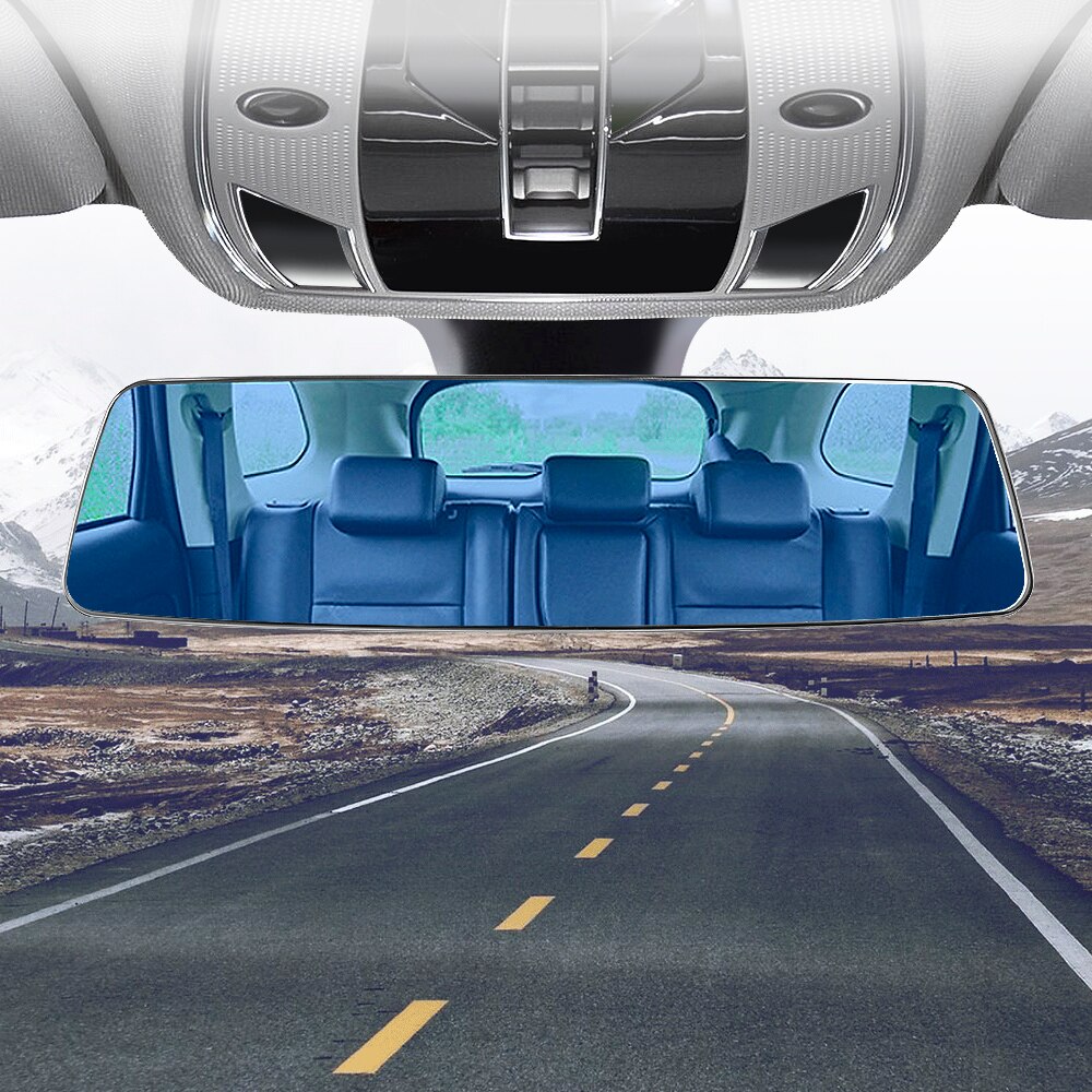 LEEPEE Car Interior Rear View Mirror 3000R Micro Curvature Lens Anti-glare Wide-angle Blue Frameless 2.5D Full Creen HD Glass