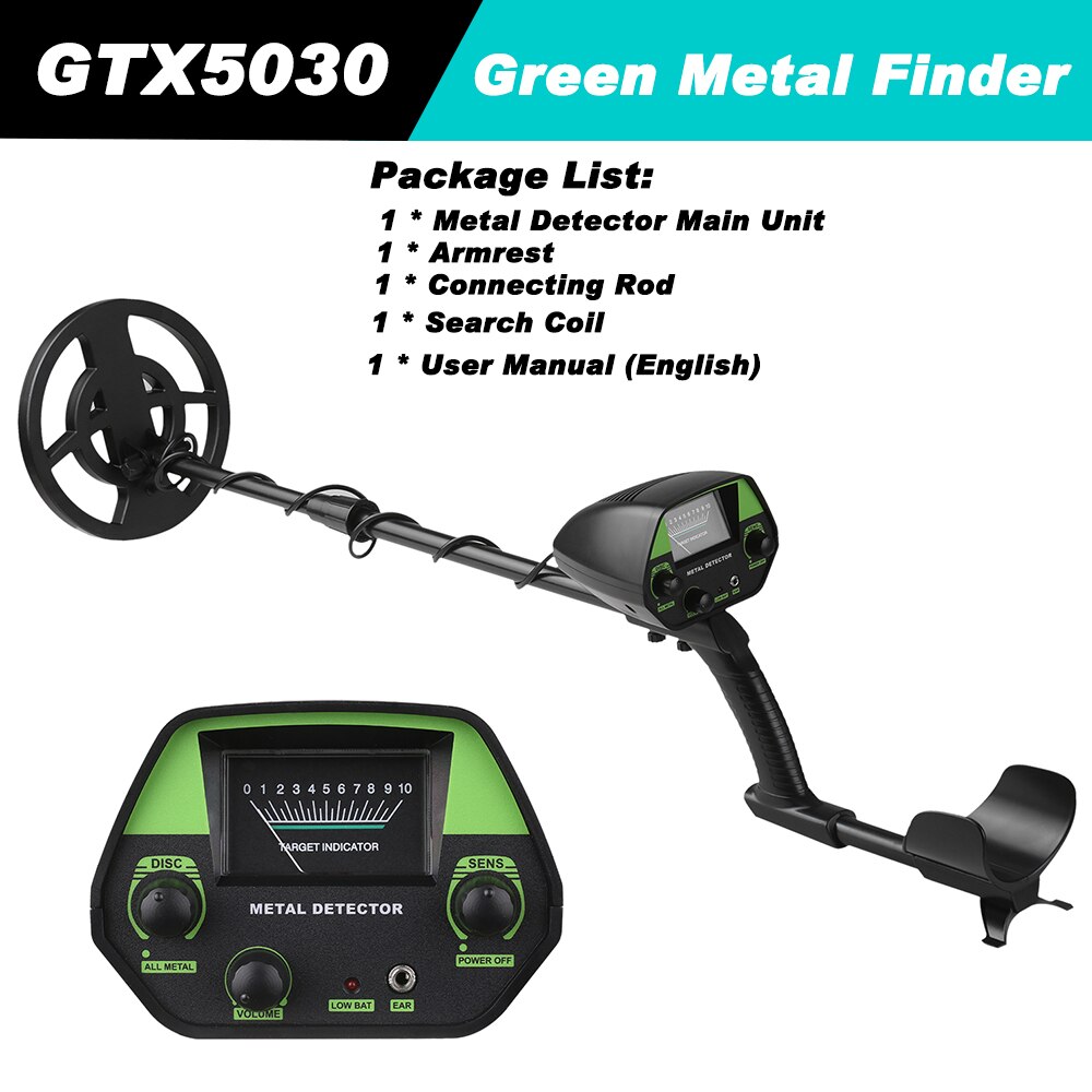 Underground metal detector gold detector gold prospector beginner portable metal detector with headset + engineer shovel: green type1